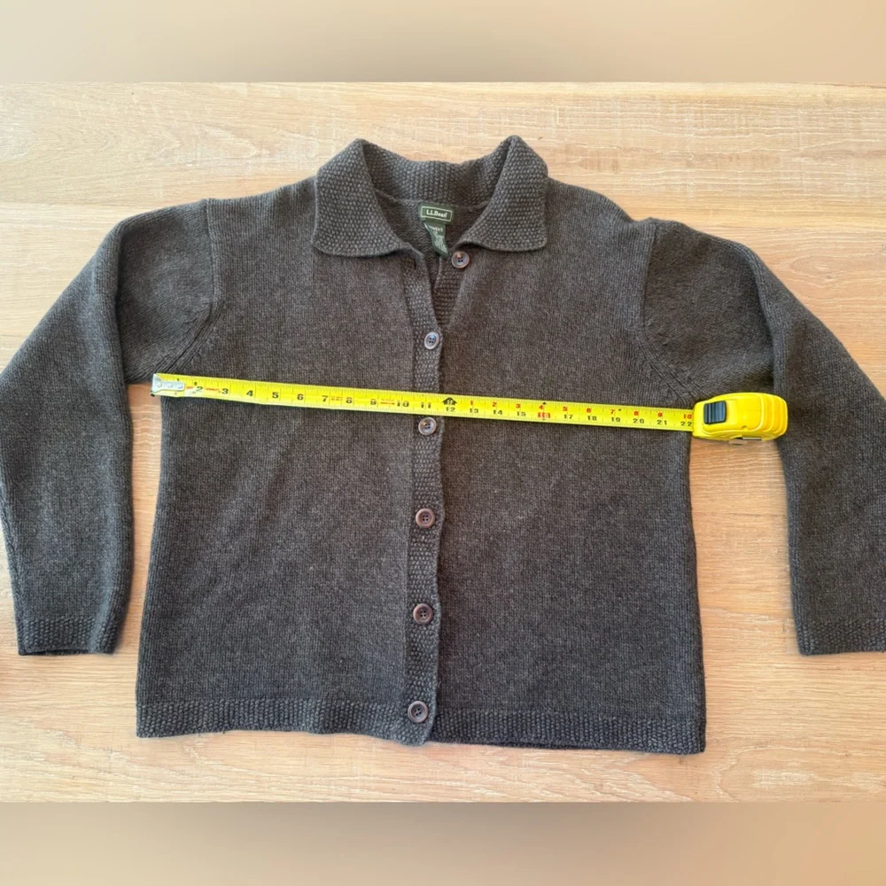 L.L. Bean Women's Dark Charcoal Button-Up Collar Cardigan - Picture 12 of 12